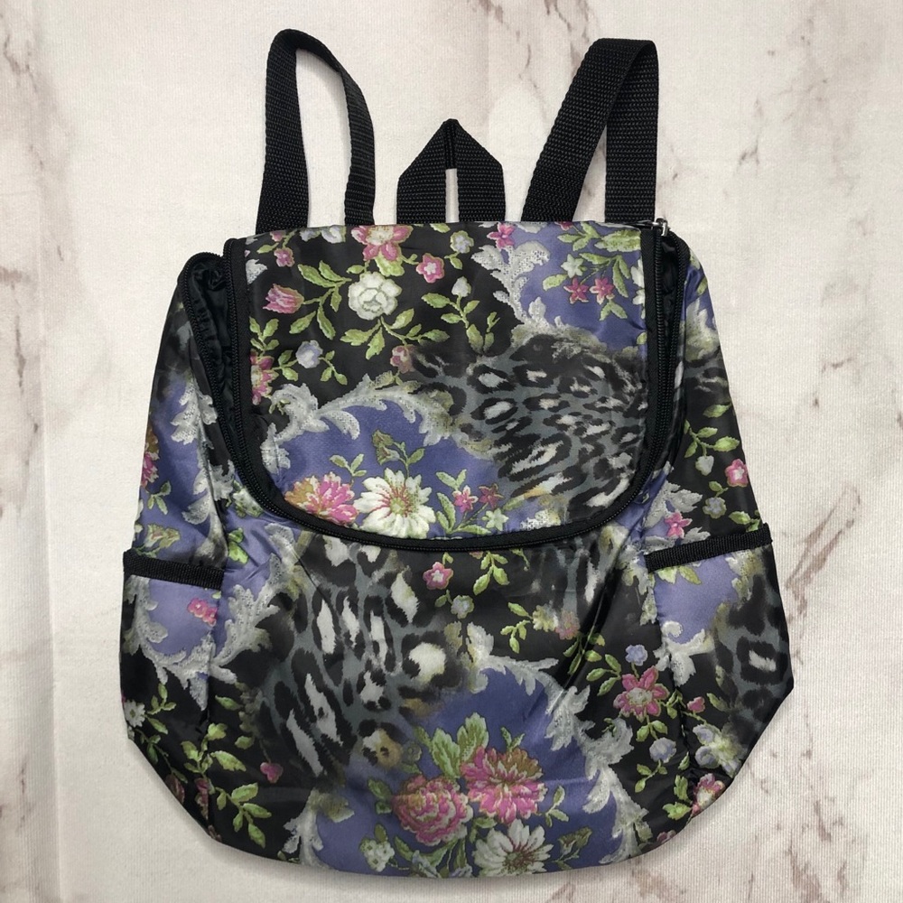 Animal Print Floral Zipper Backpack